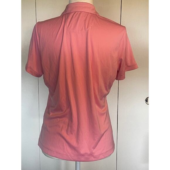 EP Pro Women Size Large Tour Tech Golf Shirt Pink 1/2 Button Front - Picture 3 of 4